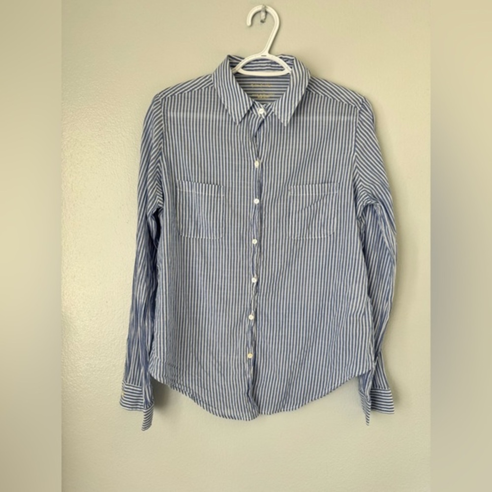 Lilly Pulitzer Small Blue Stripe Button Down Top – Classic Coastal Style